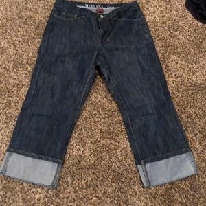 Blue jean crop pants